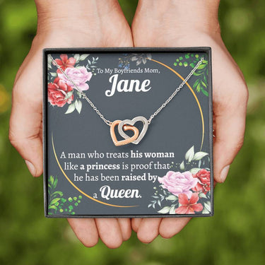 Personalized Boyfriend's Mom Interlocking Hearts Necklace - Love You This Much